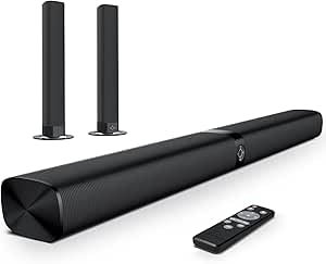 GarageRock 90W Soundbar TV Speakers,2-in-1 Detachable Sound Bars 5.0 Bluetooth Soundbar for TV with Clear Sound,3 EQ Modes, ARC/Optical/Aux/Wall Mount (Black)