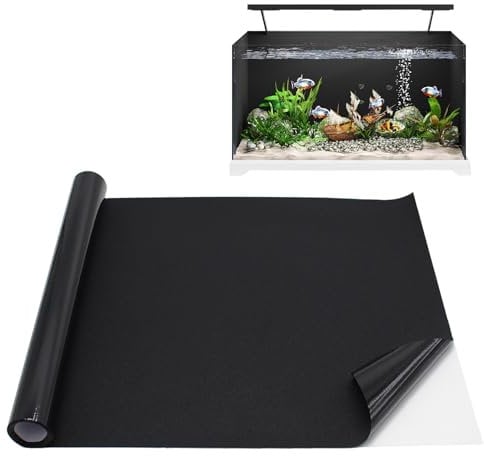 SEMGABO Fish Tank Background Aquarium Ackground Black 50 x 200 cm Static Cling Self Adhesive, Fishtank Background Sticker Fish Underwater World Wallpaper Poster can be Cut