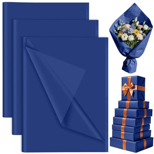 60 Sheets Blue Tissue Paper Bulk, PLULON Gift Wrapping Tissue Paper for Packaging 35x50cm Art Crafts for Gift Bags Decorative Floral Wedding Birthday Party Decor