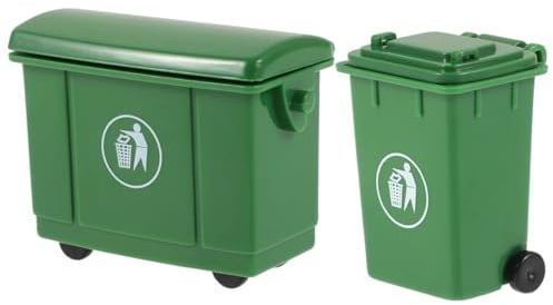 Abaodam 2 Pcs Mini Trash can Model Dollhouse Waste Bin Decorative Miniature Garbage Container for Dollhouse and Sand Table Scene Accessories