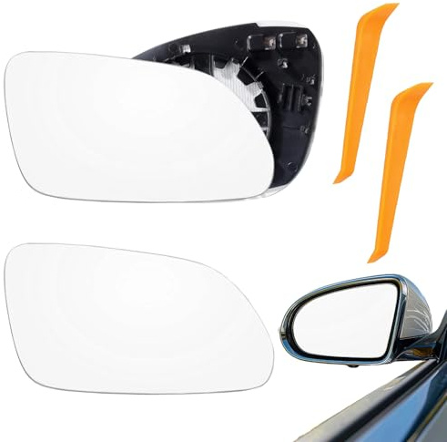 2Teile Beheizbar Ersatzspiegelglas,Spiegelglas Ersatz Für VW Golf MK5 2003-2008 Jetta 5 2005-2010 Passat B6 2007-2011,Für Spiegelglas Links Fahrerseite Beheizbar Ersatzspiegelglas