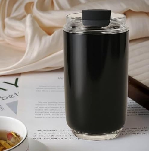 RUBIZA Coffee Travel Mug 240ml Leakproof Stainless Steel Insulated Cup Reusable Thermal Flask for Hot and Cold Drinks Eco Friendly Tumbler for Office Commuting and Travel (Black)