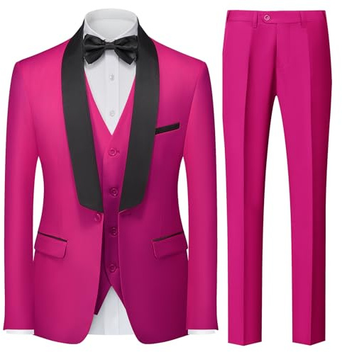 KUDORO Abito da Uomo 3 Pezzi Slim Fit Abiti da Sposa Abito Elegante Cerimonia Abito da Smoking Blazer Gilet Pantaloni