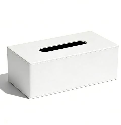 NICEME Kosmetiktücherbox, Taschentuchbox für den Schreibtisch, Papier Handtuchspender, für Büro und Zuhause, 25 x 14 x 10 cm, Weiß