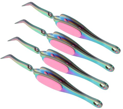 WOONEKY 4 Pinzas Antiestáticas Pinzas Curvas De Precisión Para Modelismo Joyería Cierre Cruzado De Aguja Acero Inoxidable