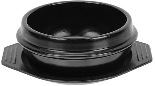HOLIDYOYO Korean Ceramic Stew Pot Tray Heat-Resistant Ceramic Soup Cooking Pot for Korean Cuisine for Bibimbap and Stew Household Kitchenware
