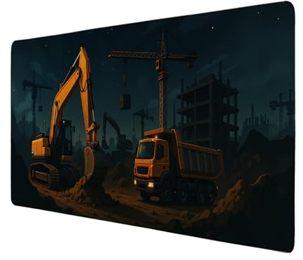 speecheese Schreibtischunterlage 69x31cm XXL Mauspad Baukran und Bagger | 69x31cm XXL Mauspad für Baustellenfans Mousepad mit lustigem Baumaschinen-Spruch