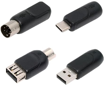 Cablecc 4 Stück/Lot Typ-A Typ-A USB 2.0 USB-C auf 6-polige PS2-Tastatur PS/2 Maus Stecker auf Buchse Adapter Mini-DIN