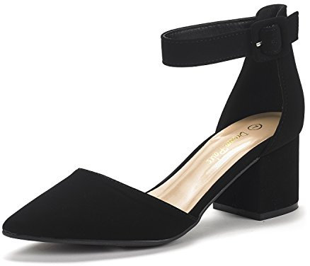 DREAM PAIRS Scarpe Tacco Pump per Donna Comode Eleganti Scarpe Décolleté con Tacco Grosso e Punta,Size 35,Nero/Nabuk,ANNEE
