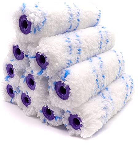 COTTAM Microfibre Roller Sleeves (Medium Pile) x10 | Mini/Small 4 Inch | The Emulsion Roller Sleeve | The Mini Rollers for Super Smooth Finish to Walls & Ceilings