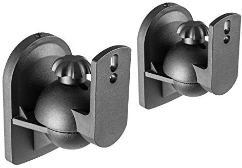 RICOO Soporte para Altavoces de Pared LH028-B, Universal Giratorio/Inclinable para Altavoces de hasta 2,5 kg, Conjunto de 2, Negro.