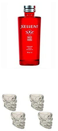 Xellent Swiss Vodka 0,70 Liter + Wodka Totenkopf Shotglas 2 Stück + Wodka Totenkopf Shotglas 2 Stück