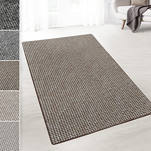 Floordirekt Teppichläufer Grandeur - Teppich Läufer Meterware für Wohnzimmer, Flur, Büro, Schlafzimmer - gekettelt (Braun, 66x300 cm)