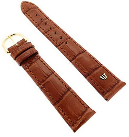 Maurice Lacroix Uhrenarmband 18 mm hell braun Schliesse vergoldet Kroko Prägung Original Louisiana mit Maurice Lacroix Emblem im Band