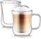 PunPun Clear Glass Mugs, Insulated Double Wall Glasses 12oz. Thermal Glass Clear Cups, Insulated Espresso Cups Hand Made Coffee Mug. (350ml / Set of 2)