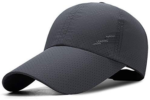 YEKEYI Outdoor-Baseballkappe, schnelltrocknend, mit langem Schirm, LSF 50+, Sonnenhüte für Damen und Herren, Dgray, Einheitsgr��e