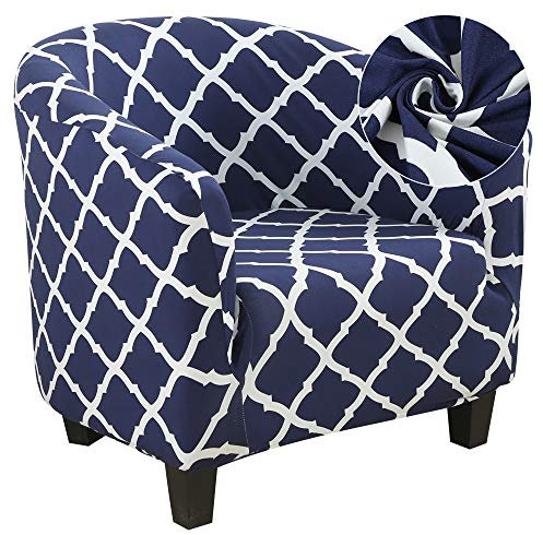 Souarts Sesselüberwürfe Sesselschoner Sesselbezug Jacquard Clubsessel Elastisch Stretch Sesselhusse für Cafe Stuhl Sessel (Blau)
