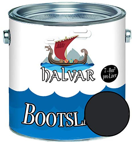 Halvar 2-K GLÄNZEND Yachtlack Weiß/Grau/Schwarz RAL 9001-9018 Bootslack für GFK/Polyester/Kunststoff 2-Komponenten Lack inkl. Härter (1 L, RAL 9011 Graphitschwarz)