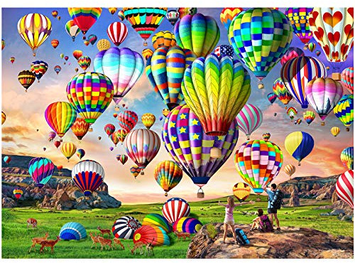 HUADADA Puzzle für Erwachsene, 1000 Teile, Heißluftballon, perfekt mit Buchstaben auf der Rückseite, kein Staub, Heimdekoration, Geburtstagsparty-Spielzeug für Männer, Frauen, Senioren (69,8 x 49,8 cm