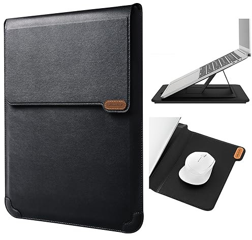 Nillkin Laptop Hülle 15.6 Zoll, Laptop Sleeve mit Ständer and Mauspad Stoßfeste Tasche für MacBook Pro 16/15,6/15 Zoll Dell Lenovo HP Thinkpad Asus Acer Samsung Sony Chromebook Notebook, Schwarz