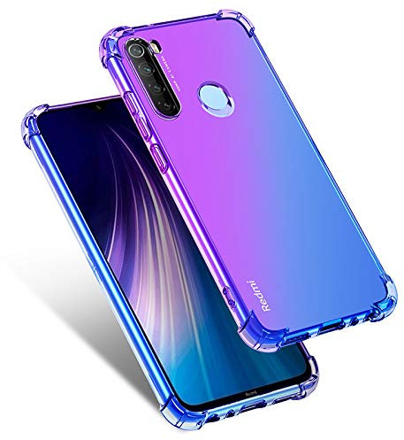 WEIOU Gradient TPU Coque pour Xiaomi Redmi Note 8 2021 Étui, Souple TPU Housse Etui de Protection en Silicone en Gel Antichoc Bumper Case Cover (Bleu Violet)