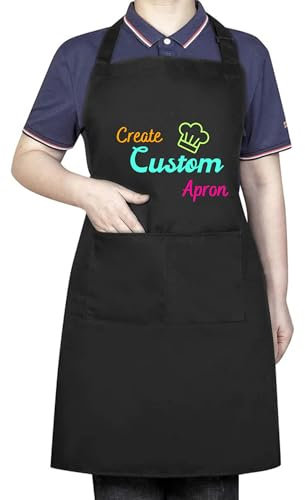 Be Buz Personalised Apron for Women with Custom Print |Add Logo or Text | Aprons for Cooking Lovers| Personalized Gifts for Birthdays, Christmas| Chef Aprons for Men and Women