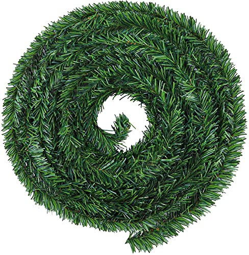 LATERN 33M Guirnalda De Navidad, No Iluminado Guirnalda De Pino Verde Artificial Guirnalda Navideña Suave para Decoraciones De Coronas De Fiesta De Navidad En Interiores Al Aire Libre (Ancho 7cm)