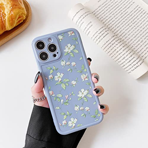 ZTOFERA Compatible with iPhone 12 Pro Max Silicone Case, Floral Leaves Pattern Designer Shockproof Protective Bumper Case Girls Women Soft Phone Cover for iPhone 12 Pro Max, Grey