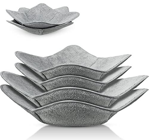 Bowl Huggers Microwave Safe Holder Multipurpose Hot Heat Insulation Plate Holder Polyester Potholder Protector for Heat Soup, Rice Bowl, 2 Sizes (Gray,4 Pieces)