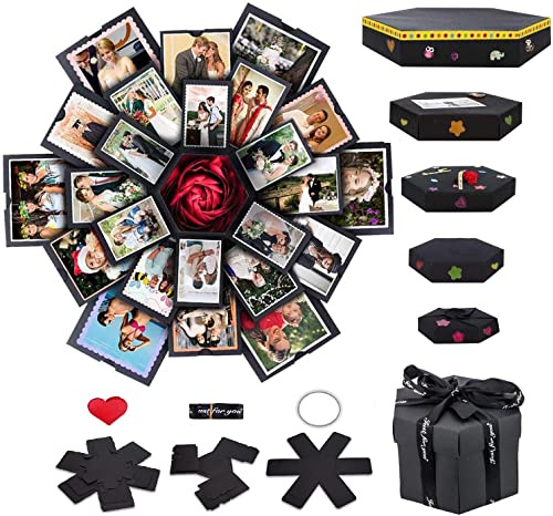 Explosion Geschenkbox - Fotobox, eine kreative sechsseitige Geschenkbox.Love Memory DIY Handgemachtes Fotoalbum Scrapbook, ein überraschendes Geburtstagsgeschenk, ideal für Hochzeit, Weihnachten oder