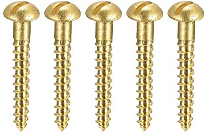 sourcing map Bois Vis M2 x 16mm Fendu Rond Tête Laiton Autotaraudant Vis 50 Pcs