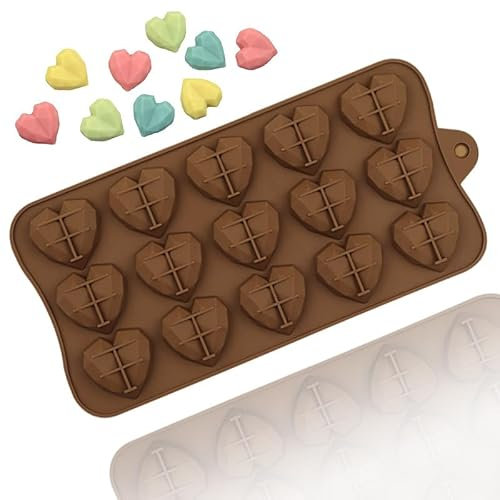 TTOA 1 moule à chocolat en forme de cœur en diamant pour la Saint-Valentin, la cire et la décoration en résine
