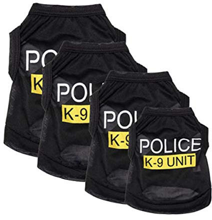 costume del cane del costume di cosplay del vestito della polizia della maglietta della maglia del cucciolo dell'animale domestico del cane nero (XL)
