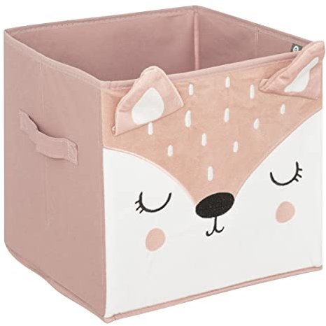 H HANSEL HOME Cajas Almacenaje Infantil, Caja de Almacenamiento, Plegable Cuadrados Cestas de Almacenamiento,Caja de Tela, Cesta De Ordenación Infantil -1 Unidad, Ciervo Rosa