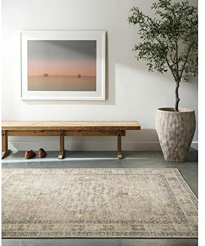 Livabliss x Becki Owens Lila Vintage - Area s Living Room 200x275 cm, Hallway, Bedroom - Chic Neutral Scandi, Traditional Boho Style, Natural Easy Care Pile - Large, Ivory, Amber