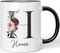 JUNIWORDS Tasse, Hema, Name Anfangsbuchstabe Initial Alphabet Floral Buchstabe H Monogramm Motiv, Schwarz (5573345)