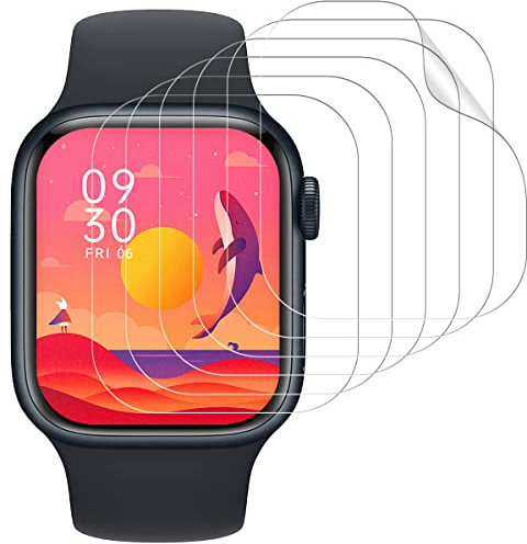 POOPHUNS 6 Stück Schutzfolie Kompatibel mit Apple Watch 40mm Series 6/SE/5/4, HD Displayschutzfolie für Apple Watch 40mm, Selbstheilung Blasenfrei Wasserdicht Flexible TPU Displayfolie