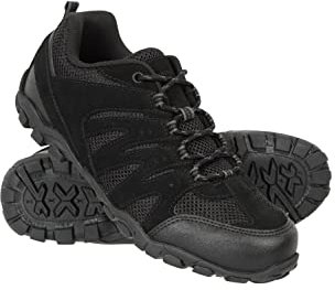 Mountain Warehouse Outdoor Womens Hiking Shoes - Suede & Mesh Upper, Mesh Lined Trainers - for Spring Summer, Hiking, Walking & Outdoors Black Adult Shoe Size 9