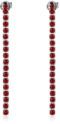 Ohrringe Hängend Rot, Ohrringe Damen Trend Quaste mit Zirkonia Versilbert Runde Form Ohr Piercings Pfosten mit Reibung Zurück