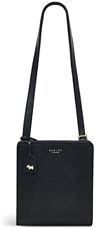 RADLEY London Summer Street Mini-Umhängetasche mit umlaufendem Reißverschluss für Damen, aus genarbtem Leder, Schwarz , Einheitsgröße