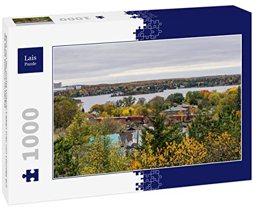 Lais Puzzle Blick von der Grotte Unserer Lieben Frau von Lourdes auf die Stadt Sudbury im Herbst 1000 Teile