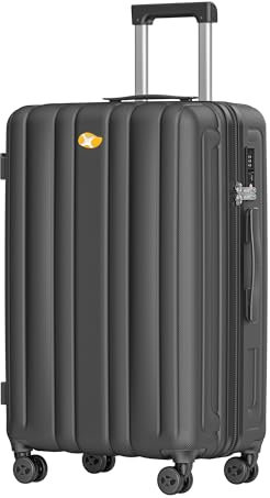 MGOB Koffer Mittelgroß Trolley Polycarbonat Hartschalen Reisekoffer mit TSA-Schloss (Schwarz, L)