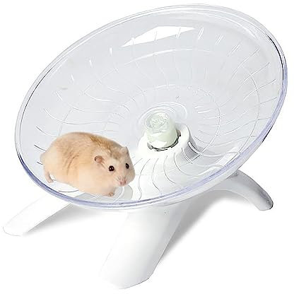 Roue de soucoupe volante super silencieuse en plastique pour animaux de compagnie, roue d'exercice antidérapante pour petits animaux de compagnie (blanc)