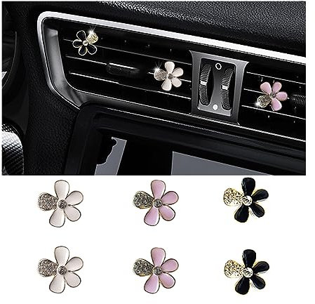 JNNJ 6 Stück Gänseblümchen Auto Lufterfrischer Lüftungsclips, Daisy Car Air Vent Diffusor Clips, Auto Lufterfrischer Clip Innen Deko Anhänger Bunte, Zubehör(Mehrfarbig)
