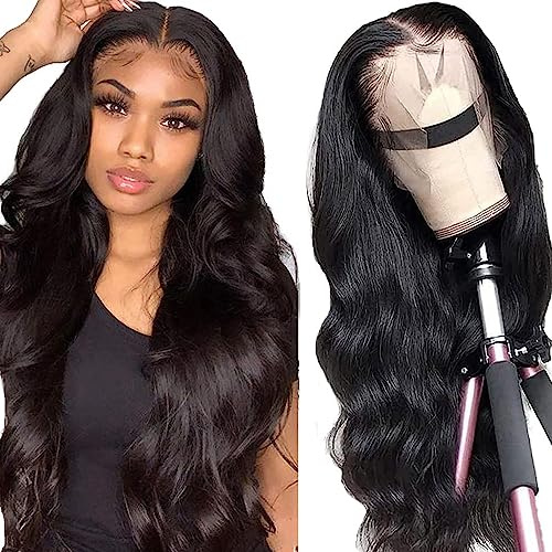 Perruque Brésilien Cheveux Humain 13x4 Body Wave Lace Front Wig 16 Pouces | Perruque Femme Naturelle Bresilienne Bouclée Cheveux Humain 150% Density Glueless Wig Human Hair for Black Women Noire