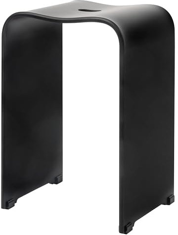 bremermann Tabouret de Douche en Acrylique, env. 33 x 27,5 x 48 cm (l x p x h) avec poignée Creuse, Forme Ergonomique, Charge maximale 130 kg (Noir Acrylique/Mat)