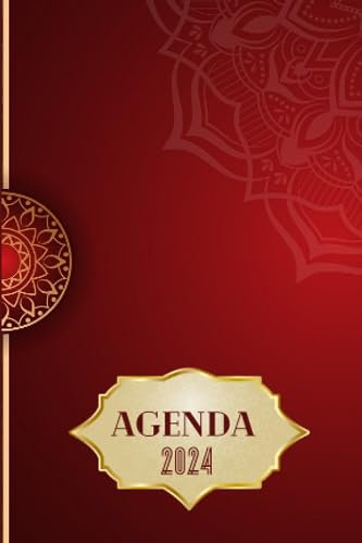 Agenda 2024 de poche Mandala d'Or:: de petit taille 10/15 cm/ couverture souple / journalier A6/ fond grena