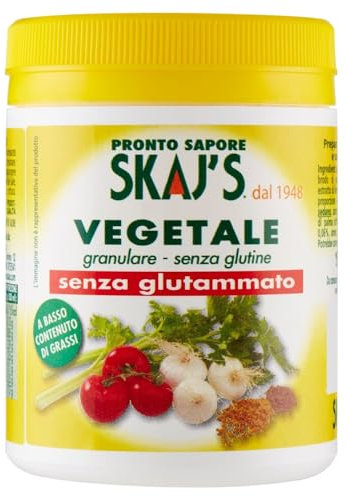 Preparato granulare per brodo e condimento gusto vegetale, senza glutine, senza glutammato, a basso contenuto di grassi 150 g. 6 Pz