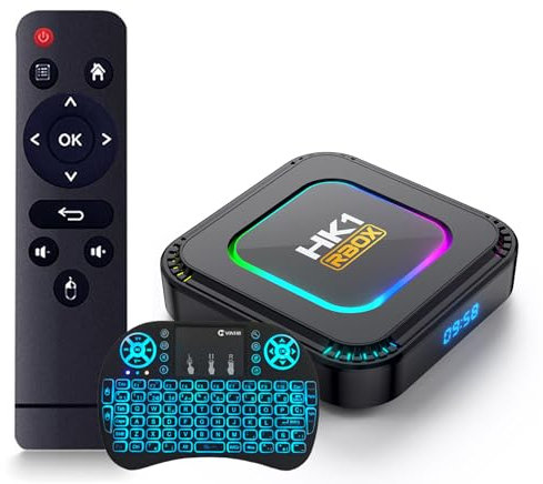 CHROX Android 13.0 TV Box, HK1 RBOX K8［4GB+128GB］RK3528 Quad Core CPU Smart TV Box Lettore Multimediale Supporto USB 3.0/ 3D/ 4K/8K H.265/2.4G/5G Wifi Con Mini Tastiera Wireless,2gb+16gb
