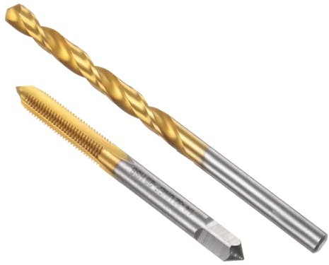 sourcing map Juego de brocas y grifos, 1/4-32 UNEF de rosca recta y broca helicoidal de 7/32 pulgadas (5.6 mm), herramientas de reparación de roscas de acero de alta velocidad M2 con revestimiento de